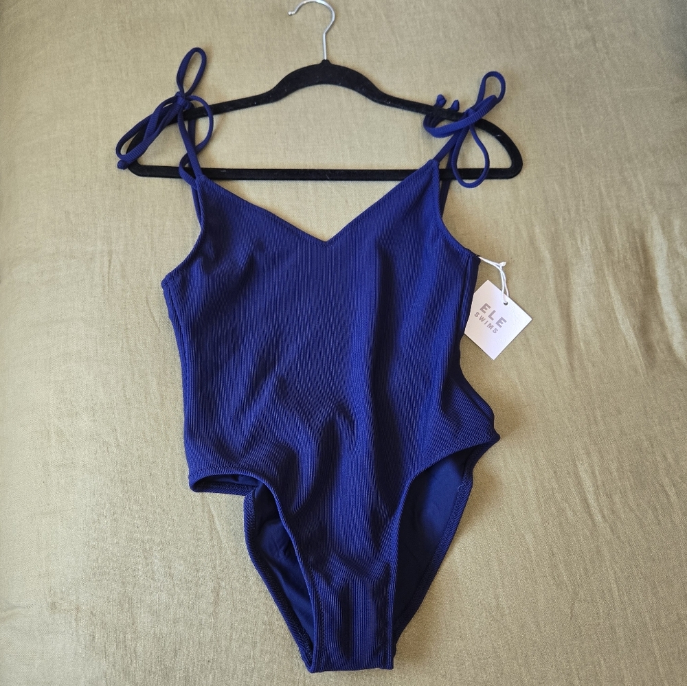 Ele Swims Sienna One Piece - Ribbed Navy Size Small